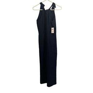 NWT women’s navy blue and white pinstriped jumpsuit. Size 2 Flare